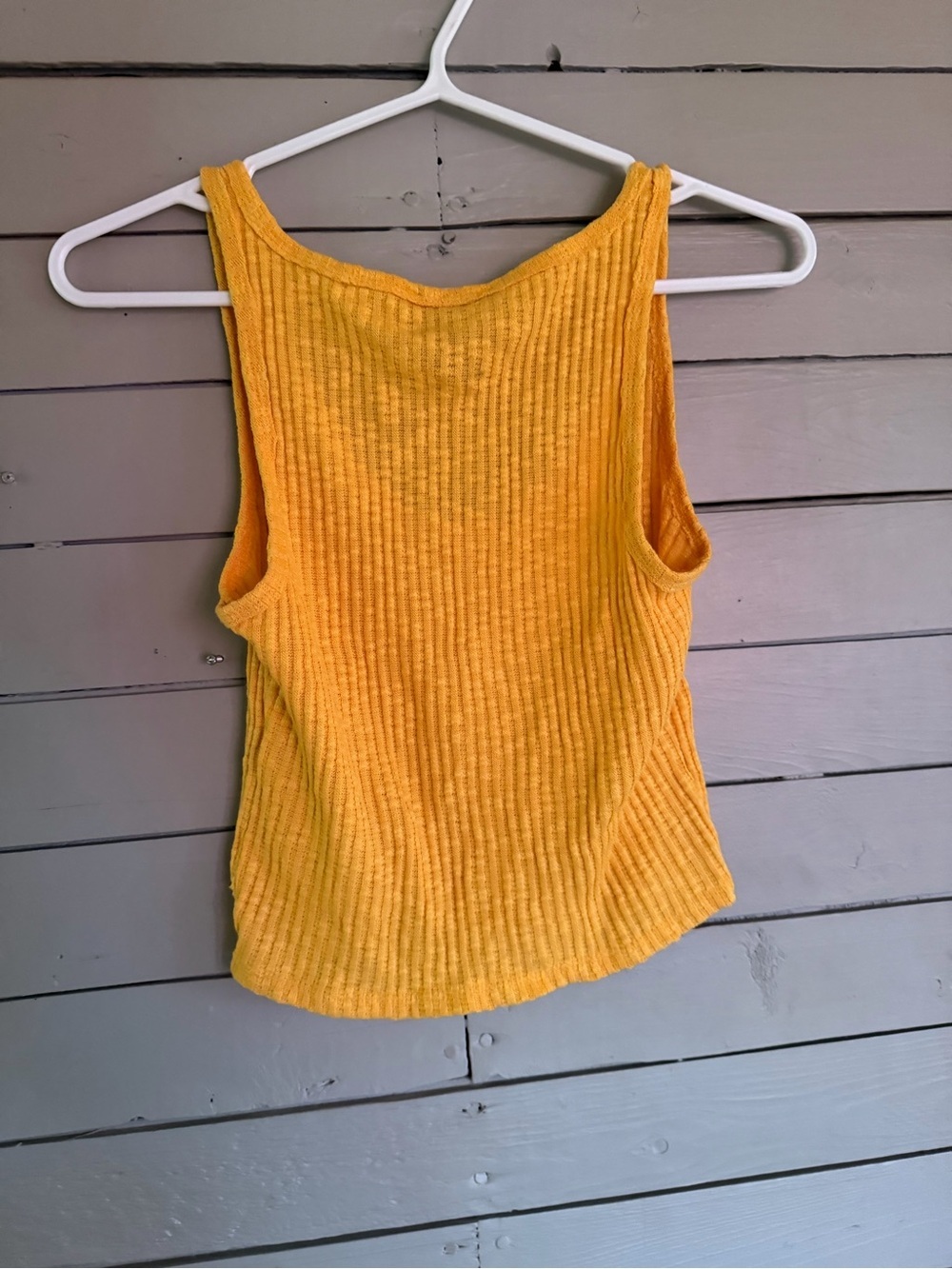 Forever 21 Mustard Ribbed Tank with Tortoise Buttons - Picture 3 of 3